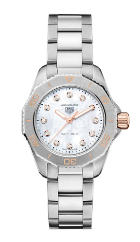  Shop Authentic Tag Heuer Aquaracer Professional 200 Quartz Diamonds White Dial Silver Steel Strap Watch for Women - WBP1450.BA0622 - Luxxuri