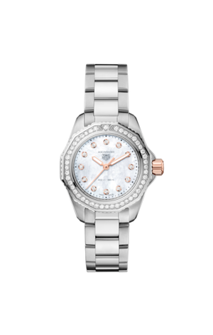  Shop Authentic Tag Heuer Aquaracer Professional 200 Quartz Diamonds Mother of Pearl Dial Silver Steel Strap Watch for Women - WBP1451.BA0622 - Luxxuri