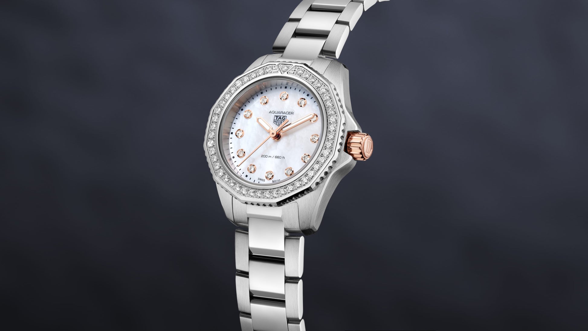  Shop Authentic Tag Heuer Aquaracer Professional 200 Quartz Diamonds Mother of Pearl Dial Silver Steel Strap Watch for Women - WBP1451.BA0622 - Luxxuri