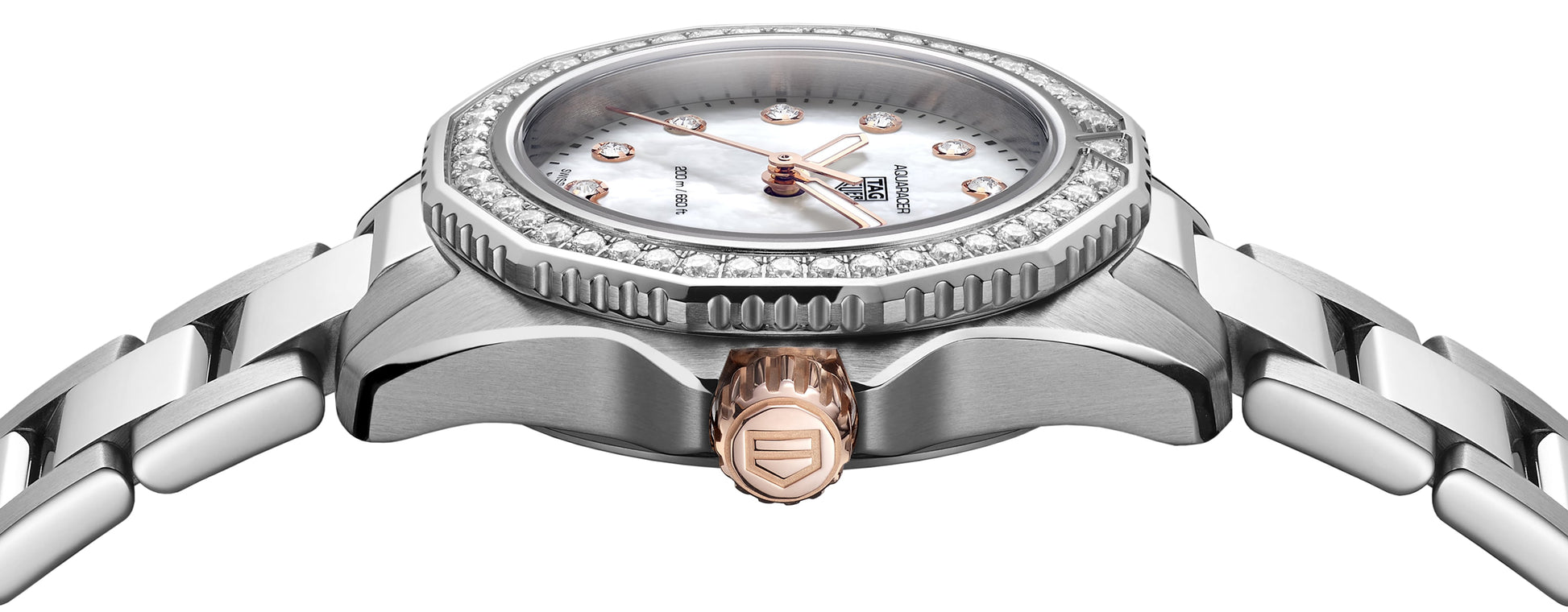  Shop Authentic Tag Heuer Aquaracer Professional 200 Quartz Diamonds Mother of Pearl Dial Silver Steel Strap Watch for Women - WBP1451.BA0622 - Luxxuri