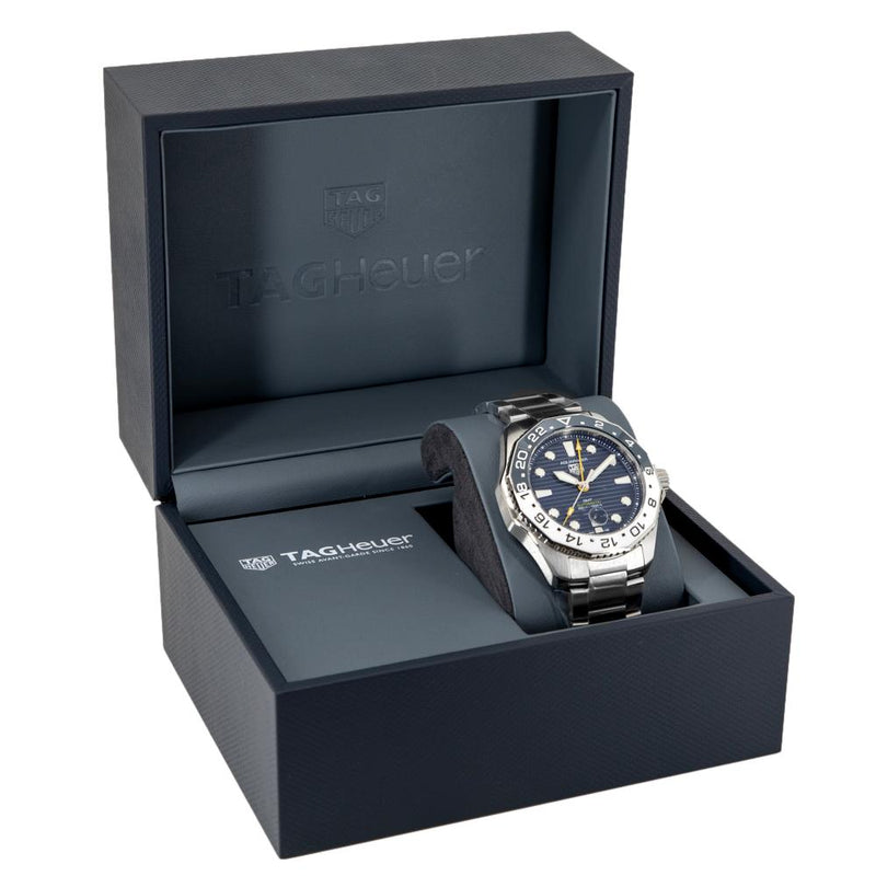  Shop Authentic Tag Heuer Aquaracer Professional 300 GMT Automatic Blue Dial Silver Steel Strap Watch for Men - WBP2010.BA0632 - Luxxuri