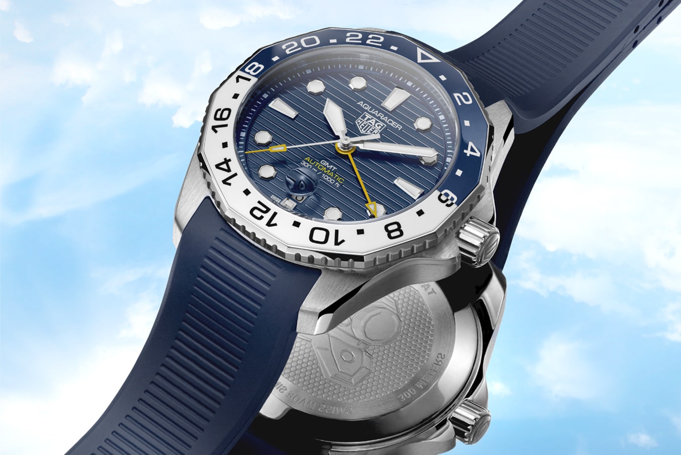  Shop Authentic Tag Heuer Aquaracer Professional 300 GMT Automatic Blue Dial Blue Rubber Strap Watch for Men - WBP2010.FT6198 - Luxxuri