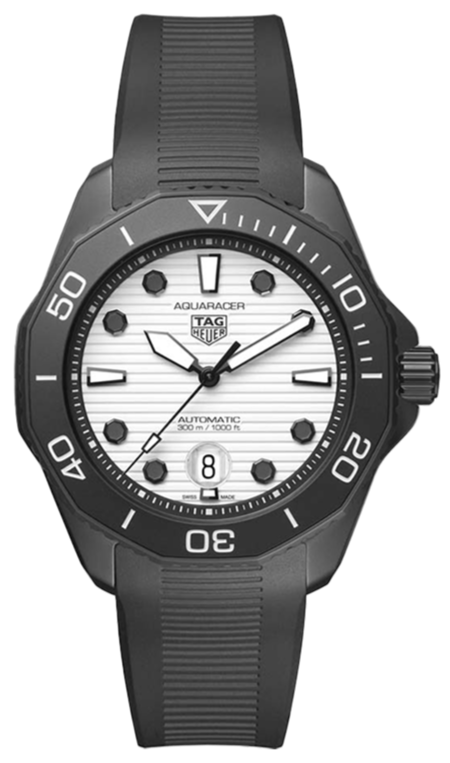  Shop Authentic Tag Heuer Aquaracer Professional 300 Automatic White Dial Black Rubber Strap Watch for Men - WBP201D.FT6197 - Luxxuri