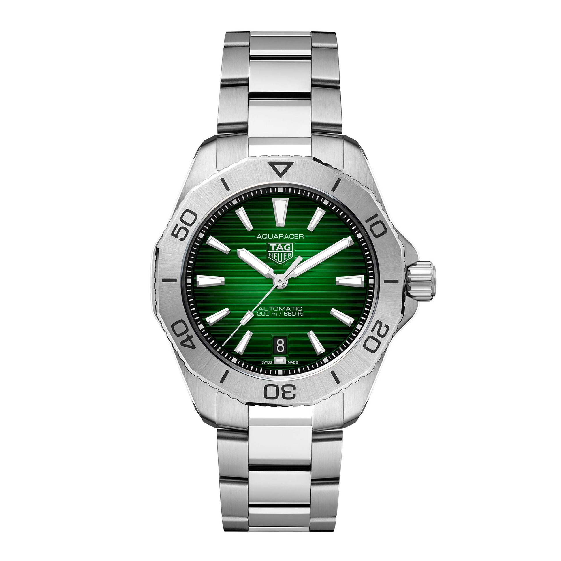  Shop Authentic Tag Heuer Aquaracer Professional 200 Automatic Green Dial Silver Steel Strap Watch for Men - WBP2115.BA0627 - Luxxuri