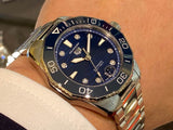  Shop Authentic Tag Heuer Aquaracer Professional 300 Automatic Diamonds Blue Dial Silver Steel Strap Watch for Women - WBP231B.BA0618 - Luxxuri