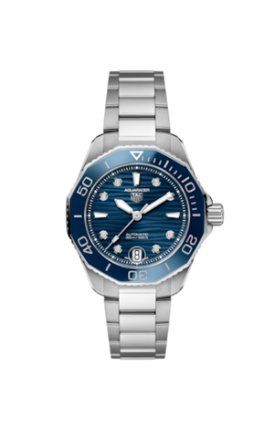  Shop Authentic Tag Heuer Aquaracer Professional 300 Automatic Diamonds Blue Dial Silver Steel Strap Watch for Women - WBP231B.BA0618 - Luxxuri