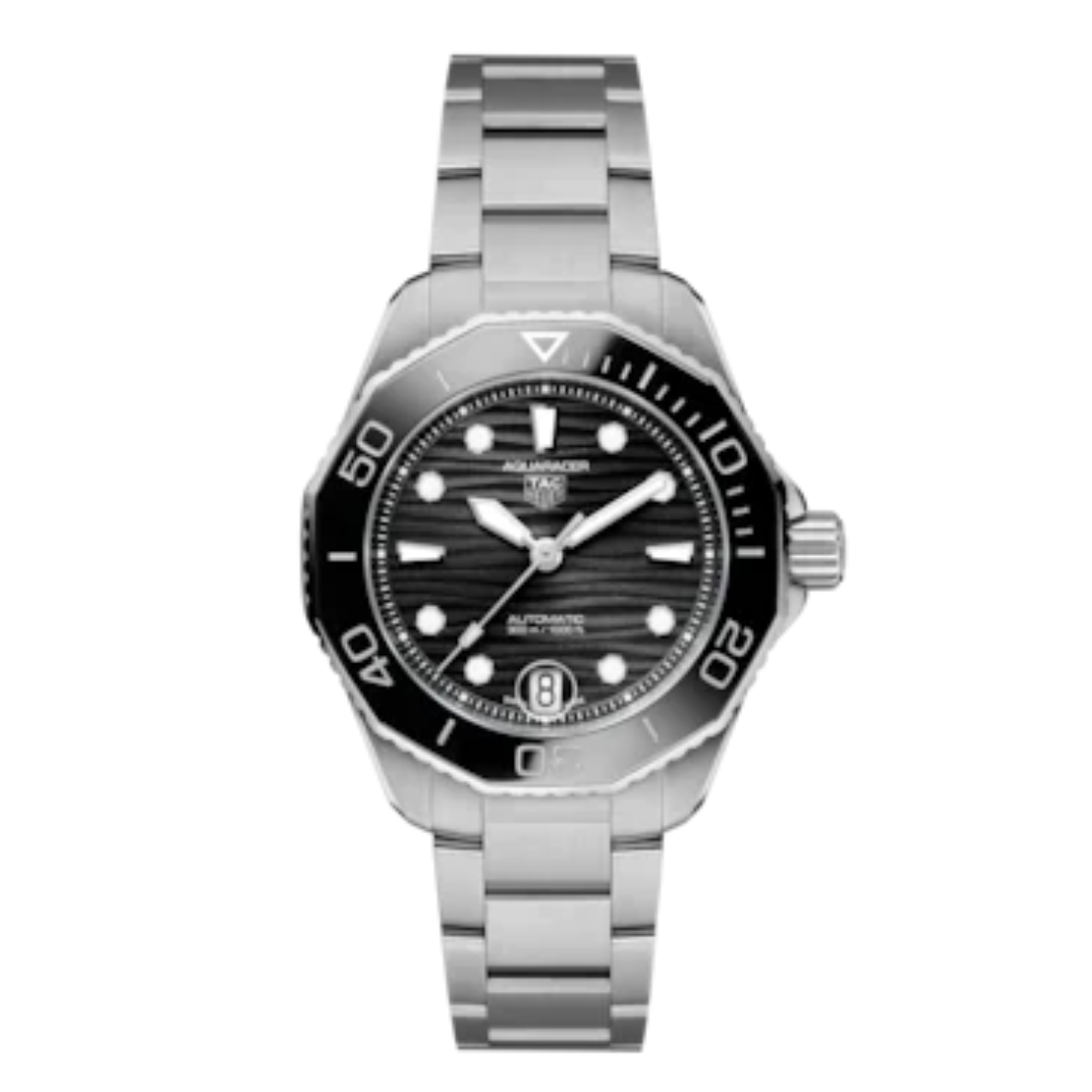  Shop Authentic Tag Heuer Aquaracer Professional 300 Automatic Black Dial Silver Steel Strap Watch for Women - WBP231D.BA0626 - Luxxuri