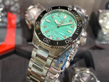  Shop Authentic Tag Heuer Aquaracer Professional 300 Automatic Diamonds Green Dial Silver Steel Strap Watch for Women - WBP231K.BA0618 - Luxxuri
