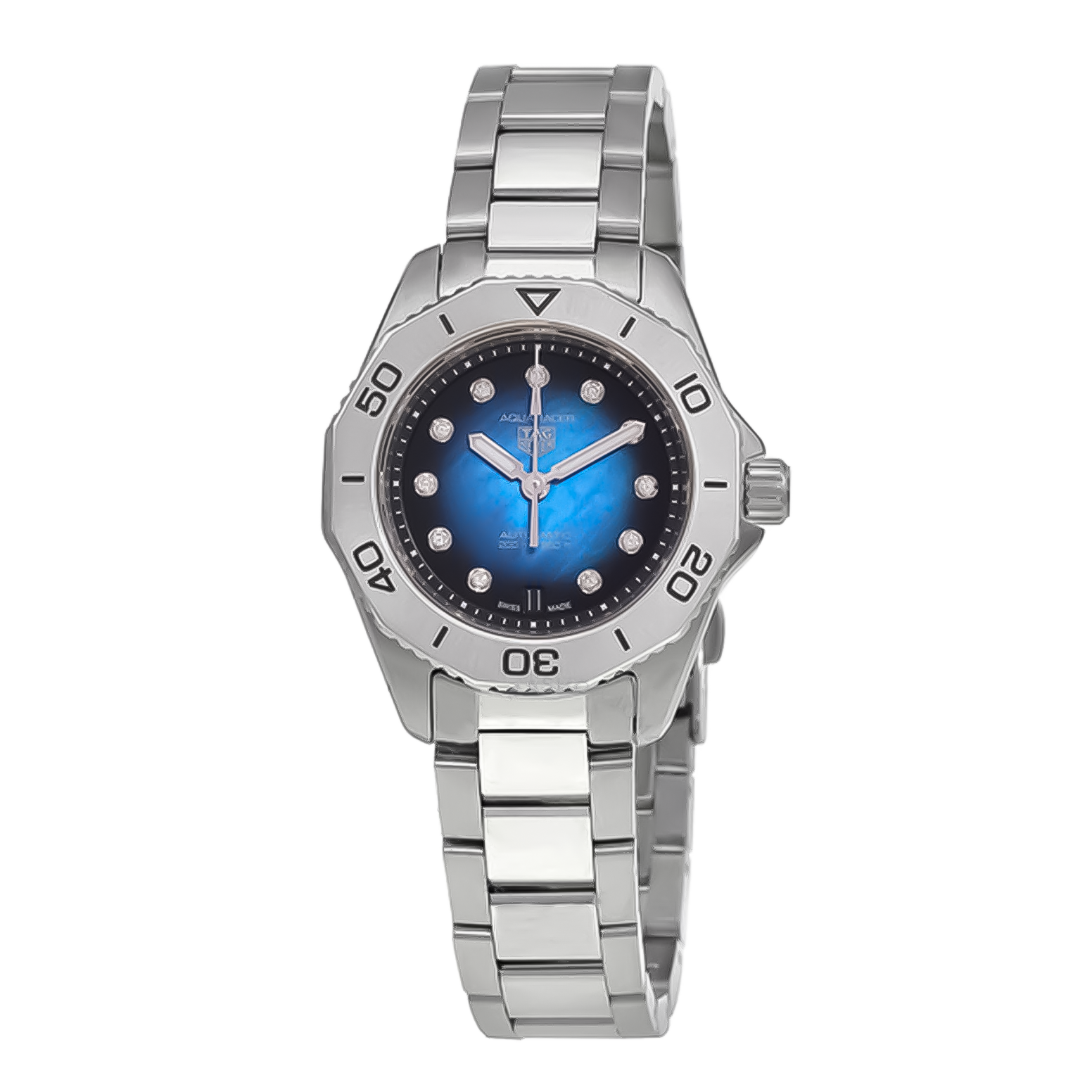 Tag Heuer Aquaracer Professional 200 Automatic Diamond Blue Dial Silver Steel Strap Watch for Women - WBP2411.BA0622