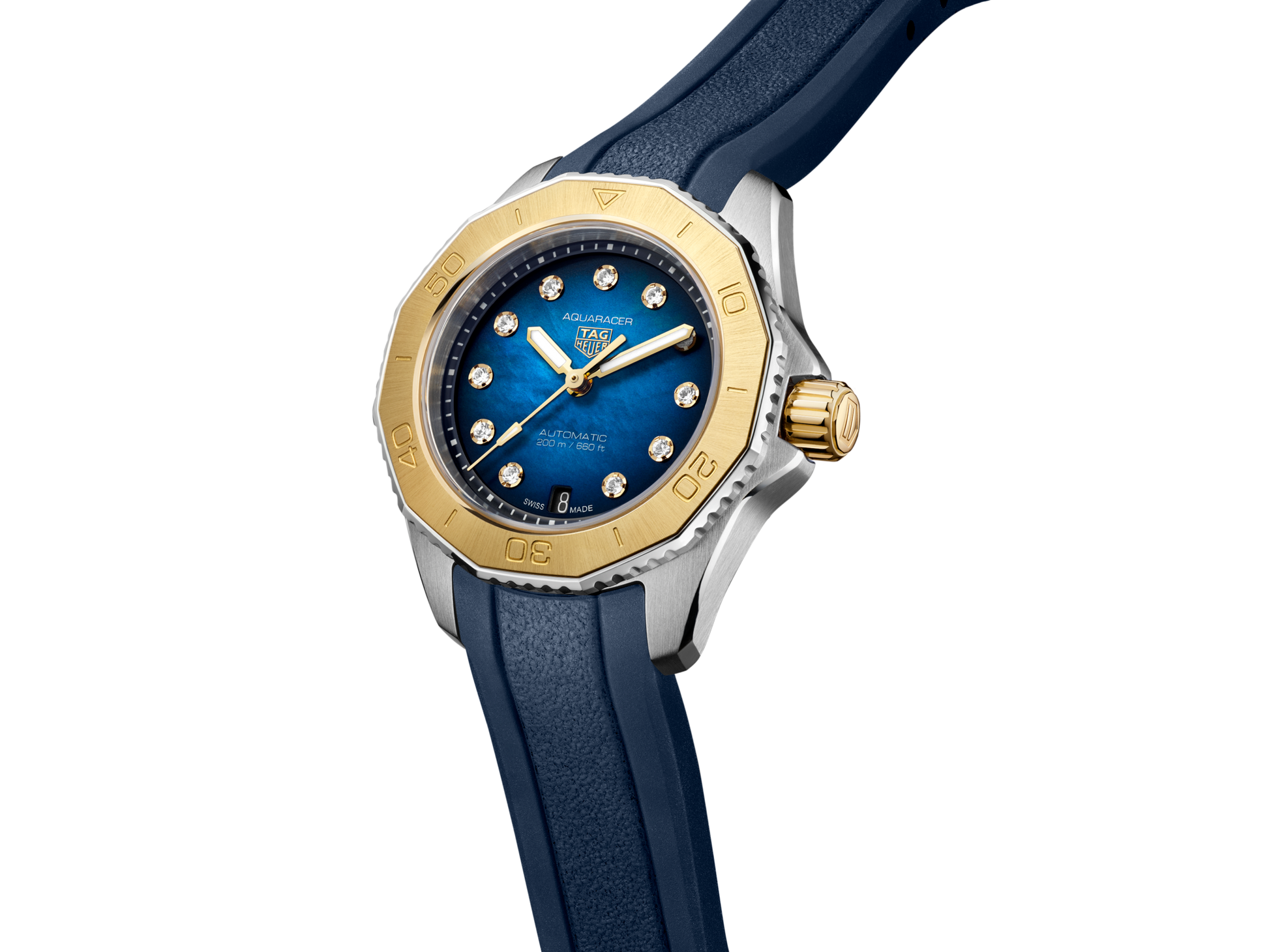  Shop Authentic Tag Heuer Aquaracer Professional 200 Automatic Diamonds Blue Dial Blue Rubber Strap Watch for Women - WBP2450.FT6215 - Luxxuri