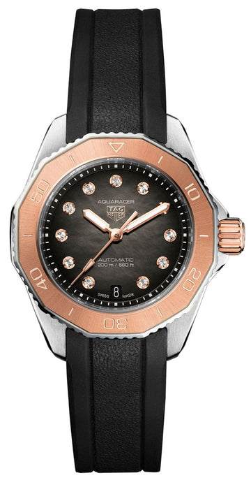  Shop Authentic Tag Heuer Aquaracer Professional 200 Automatic Diamonds Black Dial Black Rubber Strap Watch for Women - WBP2451.FT6200 - Luxxuri