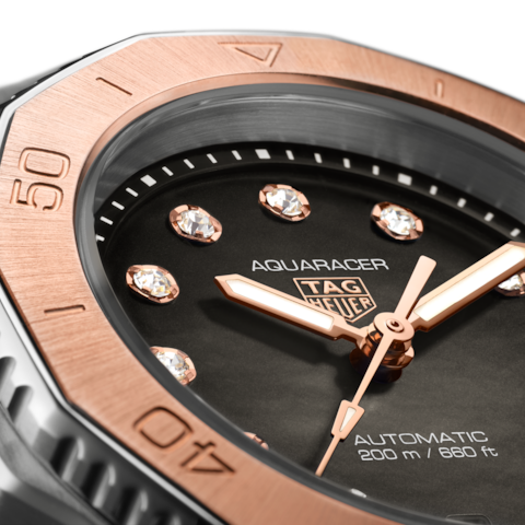  Shop Authentic Tag Heuer Aquaracer Professional 200 Automatic Diamonds Black Dial Black Rubber Strap Watch for Women - WBP2451.FT6200 - Luxxuri