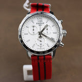  Shop Authentic Tissot Quickster Chronograph NBA Chicago Bulls White Dial Red NATO Strap Watch For Men - T095.417.17.037.04 - Luxxuri