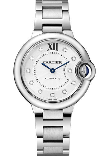  Shop Authentic Cartier Ballon Bleu de Cartier Diamonds Silver Dial Silver Steel Strap Watch for Women - WE902073 - Luxxuri