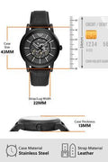  Shop Authentic Emporio Armani Meccanico Automatic Skeleton Dial Black Leather Strap Watch For Men - AR60008 - Luxxuri