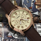  Shop Authentic Fossil Grant Chronograph White Dial Brown Leather Strap Watch for Men - FS4991 - Luxxuri
