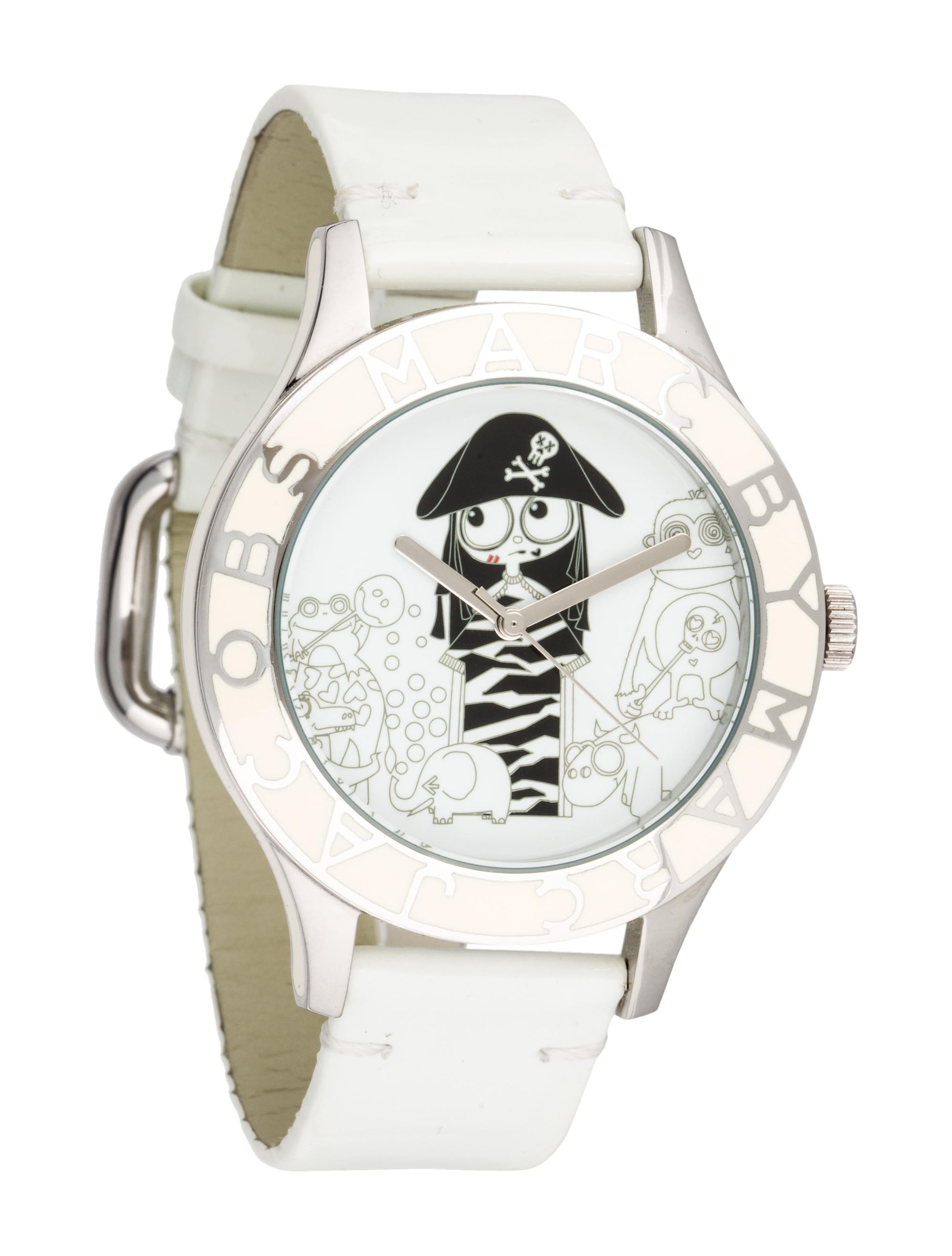  Shop Authentic Marc Jacobs Miss Marc Pirate White Dial White Leather Strap Watch for Women - MBM1146 - Luxxuri