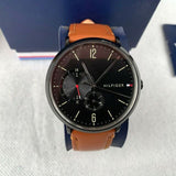  Shop Authentic Tommy Hilfiger Brooklyn Quartz Black Dial Brown Leather Strap Watch for Men - 1791510 - Luxxuri