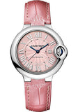  Shop Authentic Cartier Ballon Bleu De Cartier Pink Dial Pink Leather Strap Watch for Women - WSBB0007 - Luxxuri
