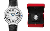  Shop Authentic Cartier Ballon Bleu De Cartier Silver Dial Black Leather Strap Watch for Women - WSBB0034 - Luxxuri