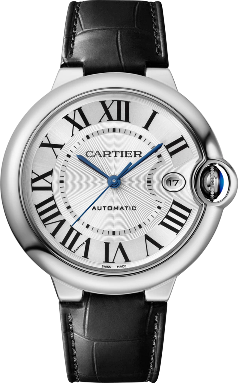  Shop Authentic Cartier Ballon Bleu De Cartier Silver Dial Black Leather Strap Watch for Women - WSBB0028 - Luxxuri