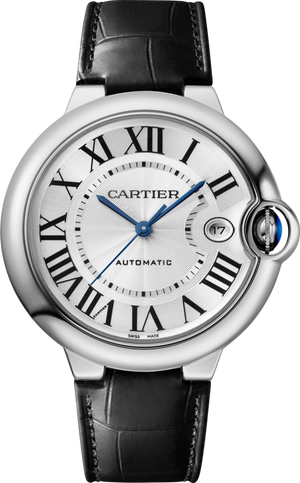  Shop Authentic Cartier Ballon Bleu De Cartier Silver Dial Black Leather Strap Watch for Women - WSBB0028 - Luxxuri