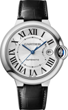  Shop Authentic Cartier Ballon Bleu De Cartier Silver Dial Black Leather Strap Watch for Women - WSBB0028 - Luxxuri