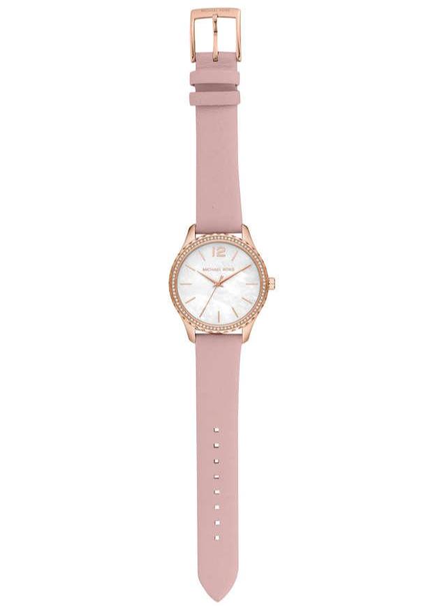  Shop Authentic Michael Kors Layton Three-Hand White Dial Pink Leather Strap Watch for Women - MK2909 - Luxxuri
