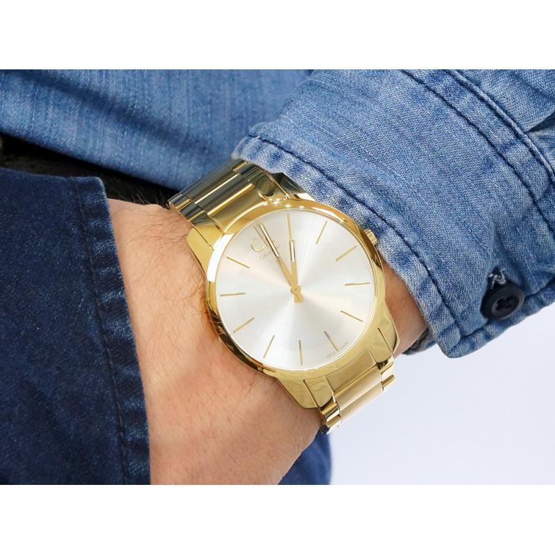  Shop Authentic Calvin Klein City Silver Dial Gold Steel Strap Watch for Men - K2G21546 - Luxxuri