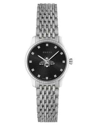  Shop Authentic Gucci G Timeless Quartz Black Dial Silver Steel Strap Watch For Women - YA1265020 - Luxxuri