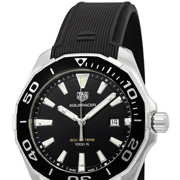 Tag Heuer Aquaracer Quartz Black Dial Black Rubber Strap Watch for Men -  WAY101A.FT6141