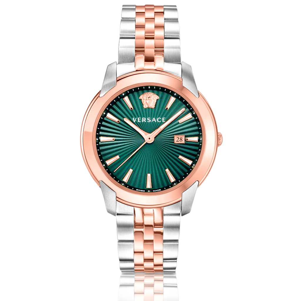  Shop Authentic Versace V-Urban Green Dial Two Tone Steel Strap Watch for Men - VELQ00619 - Luxxuri