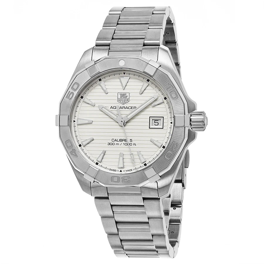 Tag Heuer Aquaracer Automatic White Dial Silver Steel Strap Watch for Men - WAY2111.BA0928