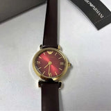  Shop Authentic Emporio Armani Gianni T Bar Burgundy Dial Burgundy Leather Strap Watch For Women - AR1758 - Luxxuri