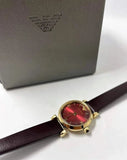  Shop Authentic Emporio Armani Gianni T Bar Burgundy Dial Burgundy Leather Strap Watch For Women - AR1758 - Luxxuri