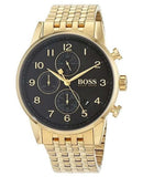  Shop Authentic Hugo Boss Navigator Black Dial Gold Steel Strap Watch for Men - 1513531 - Luxxuri