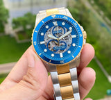  Shop Authentic Fossil FB-01 Automatic Skeleton Blue Dial Two Tone Steel Strap Watch for Men - ME3191 - Luxxuri