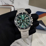  Shop Authentic Fossil Bannon Chronograph Green Dial Silver Steel Strap Watch for Men - BQ2492 - Luxxuri