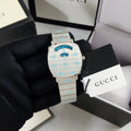  Shop Authentic Gucci Grip Quartz Silver Dial Silver Steel Strap Watch For Women - YA157437 - Luxxuri