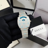  Shop Authentic Gucci Grip Quartz Silver Dial Silver Steel Strap Watch For Women - YA157437 - Luxxuri