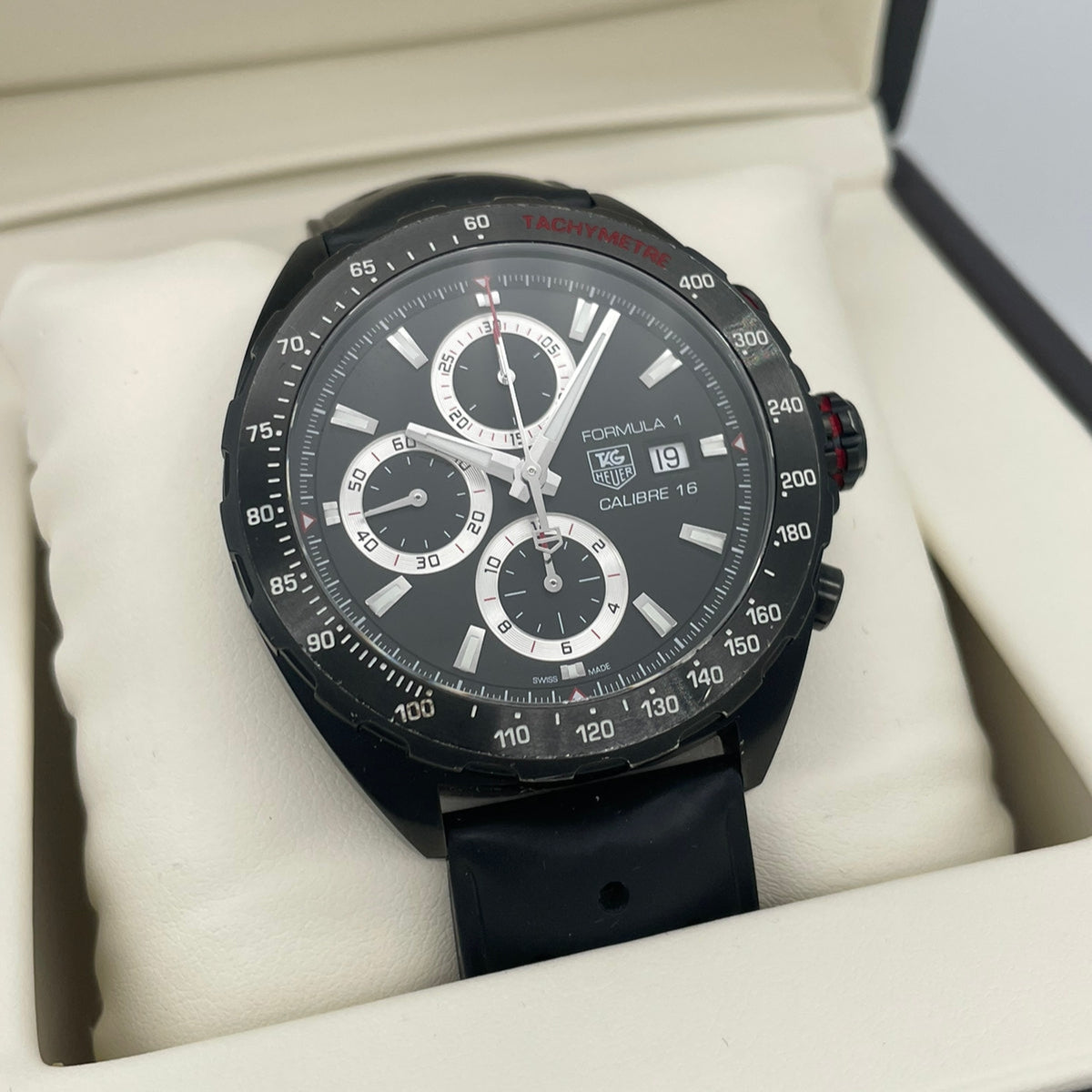  Shop Authentic Tag Heuer Formula 1 Automatic Chronograph Black Dial Black Leather Strap Watch for Men - CAZ2011.FT8024 - Luxxuri