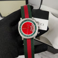  Shop Authentic Gucci Grip Quartz Chronograph Red Dial Two Tone NATO Strap Watch for Men - YA157304 - Luxxuri