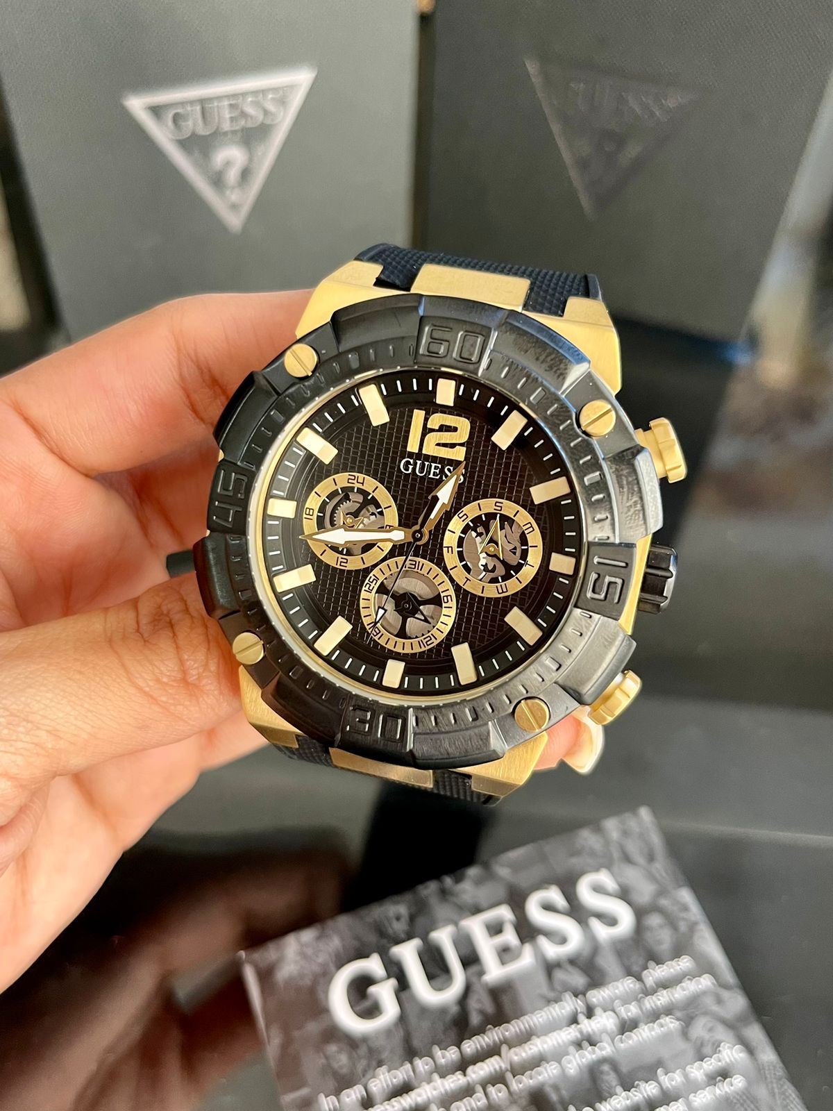  Shop Authentic Guess Navigator Chronograph Black Dial Black Rubber Strap Watch for Men - GW0264G3 - Luxxuri