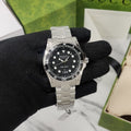  Shop Authentic Gucci Dive Quartz Black Dial Silver Steel Strap Watch For Men - YA136301B - Luxxuri