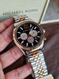  Shop Authentic Michael Kors Lexington Chronograph Crystals Black Dial Two Tone Steel Strap Watch for Men - MK8714 - Luxxuri