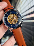  Shop Authentic Fossil Neutra Automatic Luggage Skeleton Blue Dial Brown Leather Strap Watch for Men - ME3160 - Luxxuri
