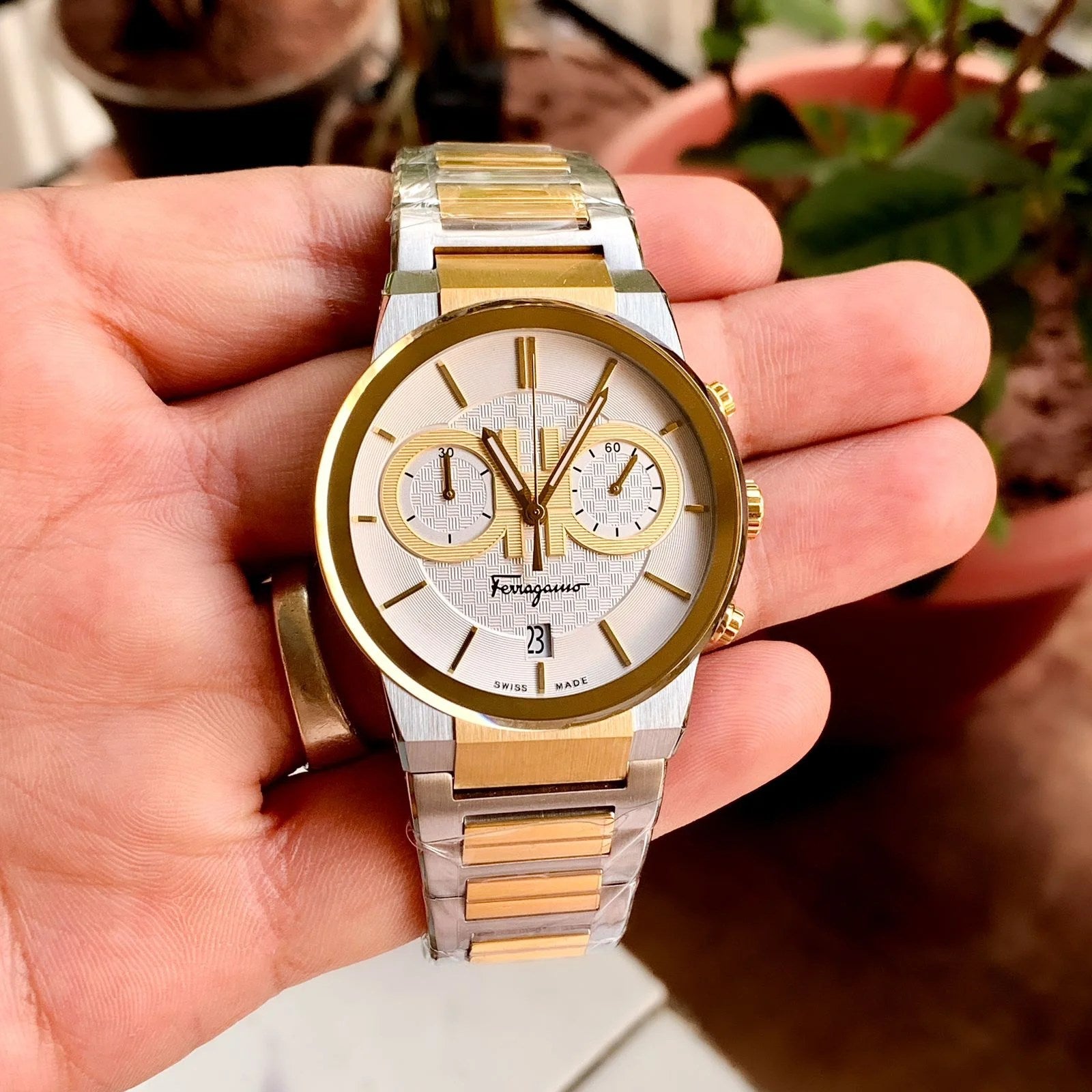  Shop Authentic Salvatore Ferragamo F-80 Classic White Dial Two Tone Steel Strap Watch for Men - SFME00821 - Luxxuri