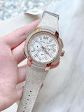  Shop Authentic Michael Kors Sidney Chronograph White Dial Beige Leather Strap Watch For Women - MK6949 - Luxxuri