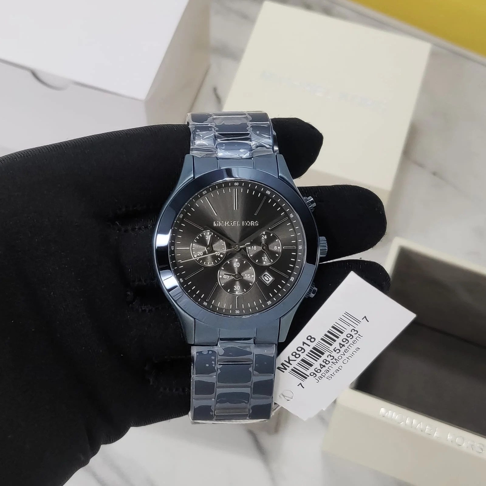  Shop Authentic Michael Kors Lennox Chronograph Blue Dial Blue Steel Strap Watch For Women - MK9147 - Luxxuri