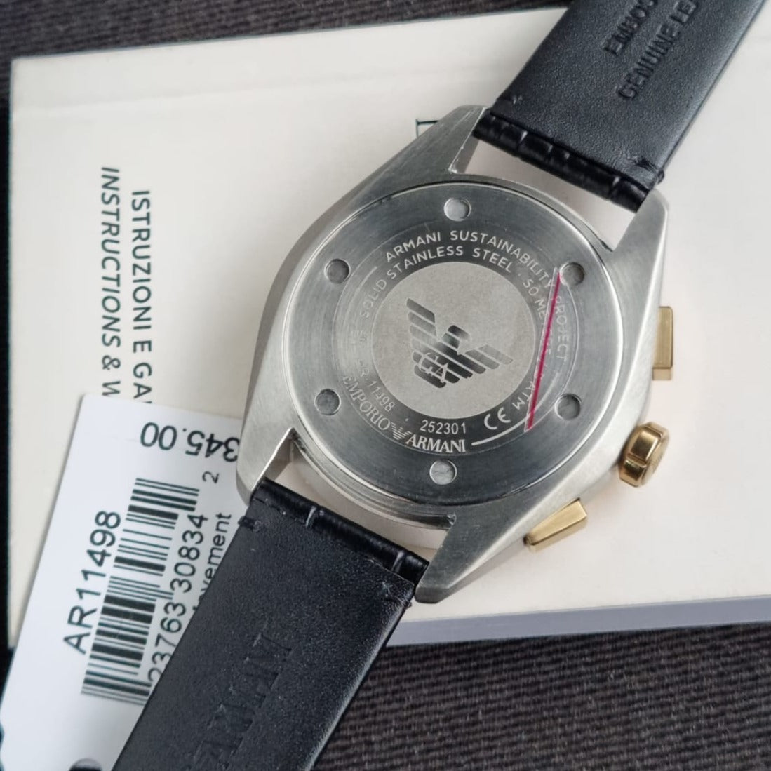  Shop Authentic Emporio Armani Claudio Chronograph Silver Dial Black Leather Strap Watch For Men - AR11498 - Luxxuri